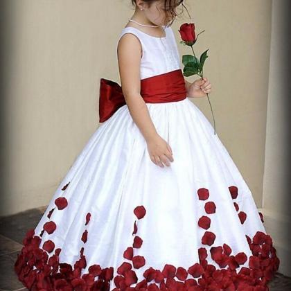 Bow Knot Flower Girls Dress, Wedding Party Dress..