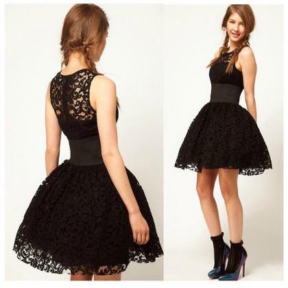 2016 Little Black Lace Short Cocktail Dress, Ball..