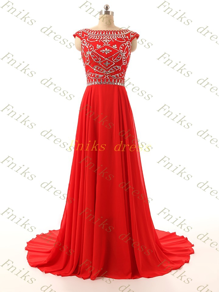 Long Red Prom Dress, 2015 Formal Evening Dress, Sweep Train Party Dress, 2015 Dress For Prom , A Line Celebrity Dress, China Prom Dress, Formal