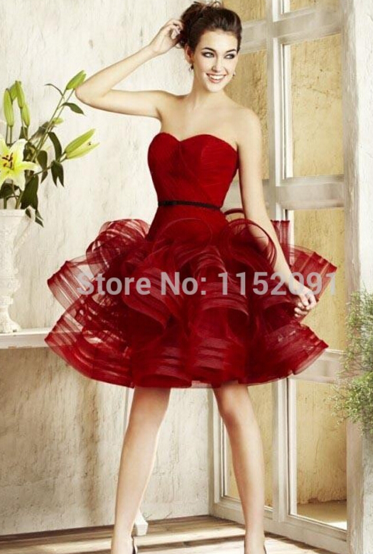 2016 Short Burgundy Prom Dress, Puffy Short Party Dresses, Sexy Backless Short Homecoming Dress, Tiered Burgundy Party Dress, Puffy Short Prom