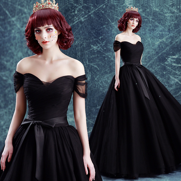 Custom Make Black Party Dress Off Shoulder Party Dress For Wedding Black Dress For Wedding Party ,party Dresses